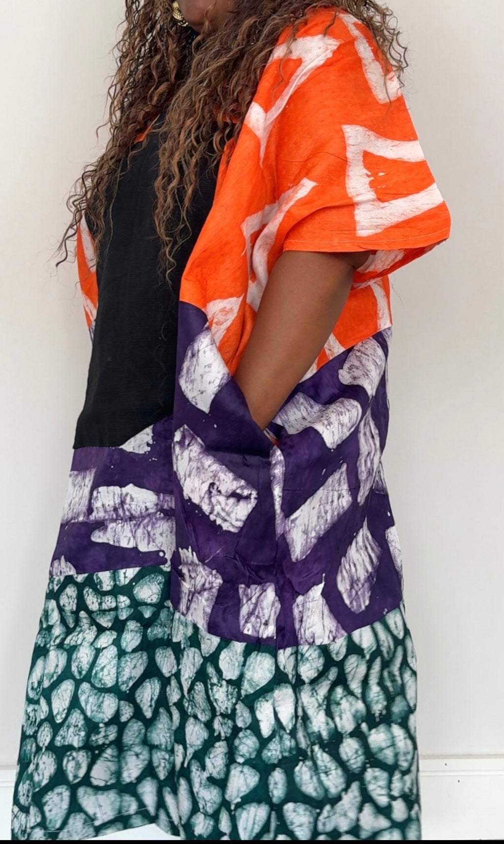 Long Length Multi-Print Ankara Handmade Bubu Dress with Aso Oke Details