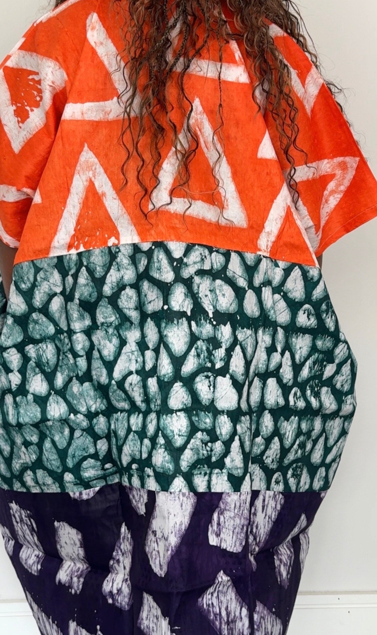 Long Length Multi-Print Ankara Handmade Bubu Dress with Aso Oke Details