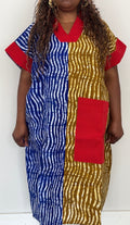Multi-Print Ankara Handmade Bubu Dress with Aso Oke Details