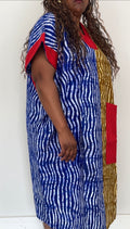 Multi-Print Ankara Handmade Bubu Dress with Aso Oke Details