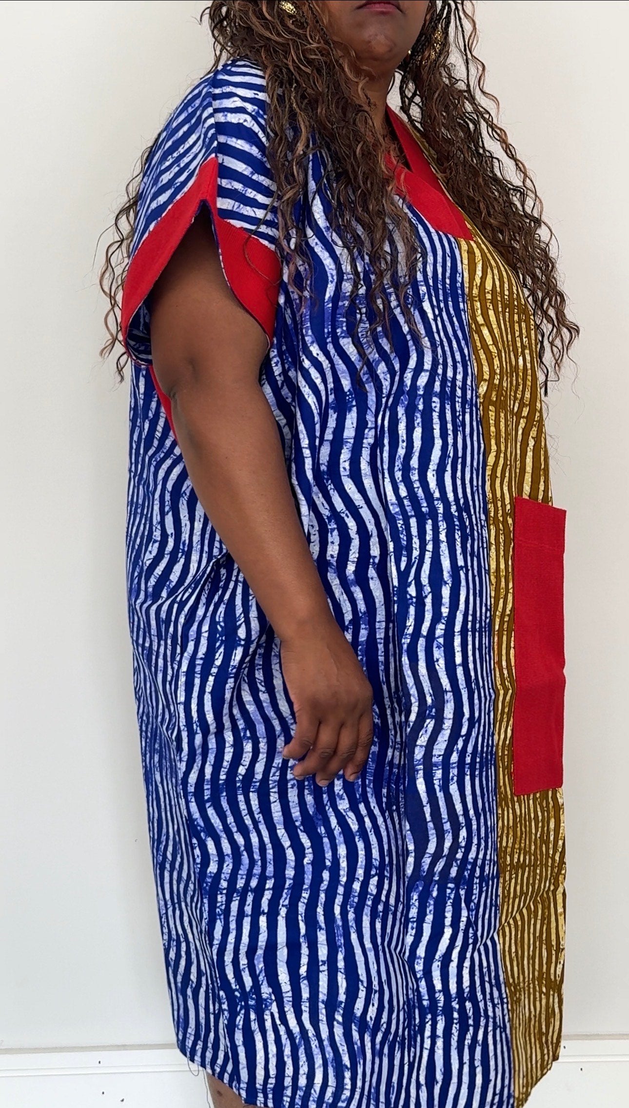 Multi-Print Ankara Handmade Bubu Dress with Aso Oke Details