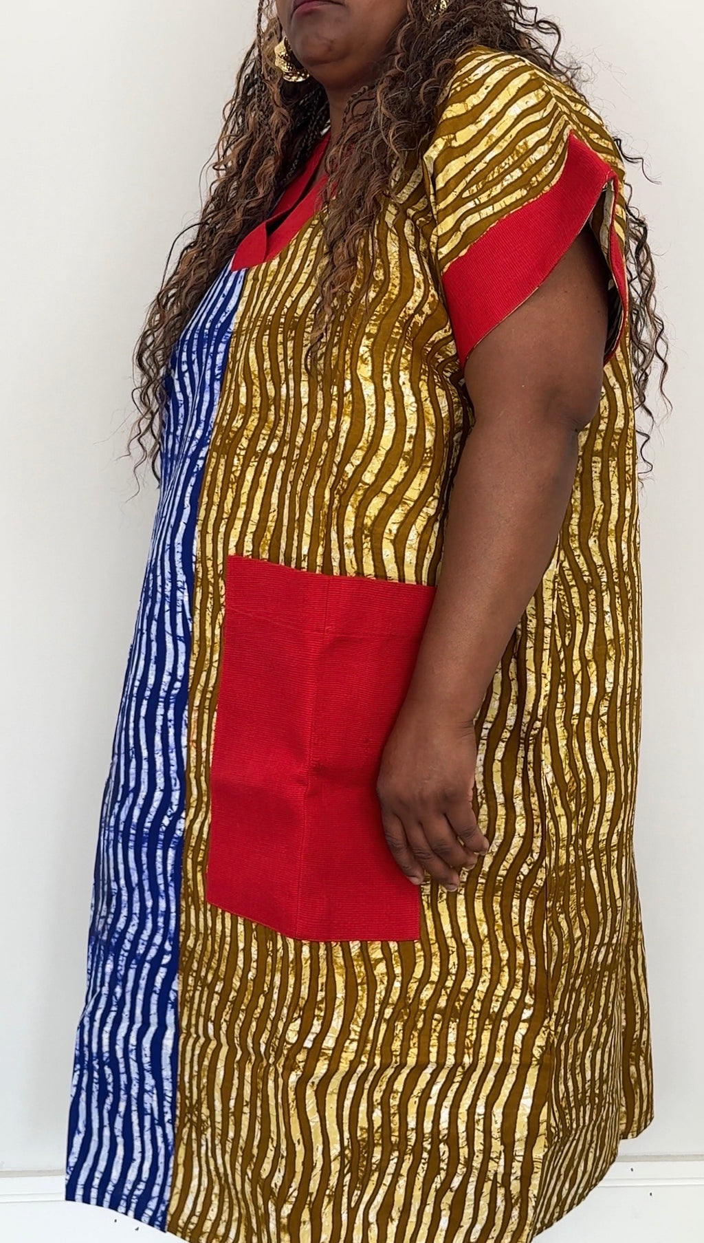 Multi-Print Ankara Handmade Bubu Dress with Aso Oke Details