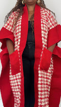 Red & White Dogstooth Handmade Kimono