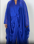 Blue Chiffon Bubu Dress with Matching Trousers