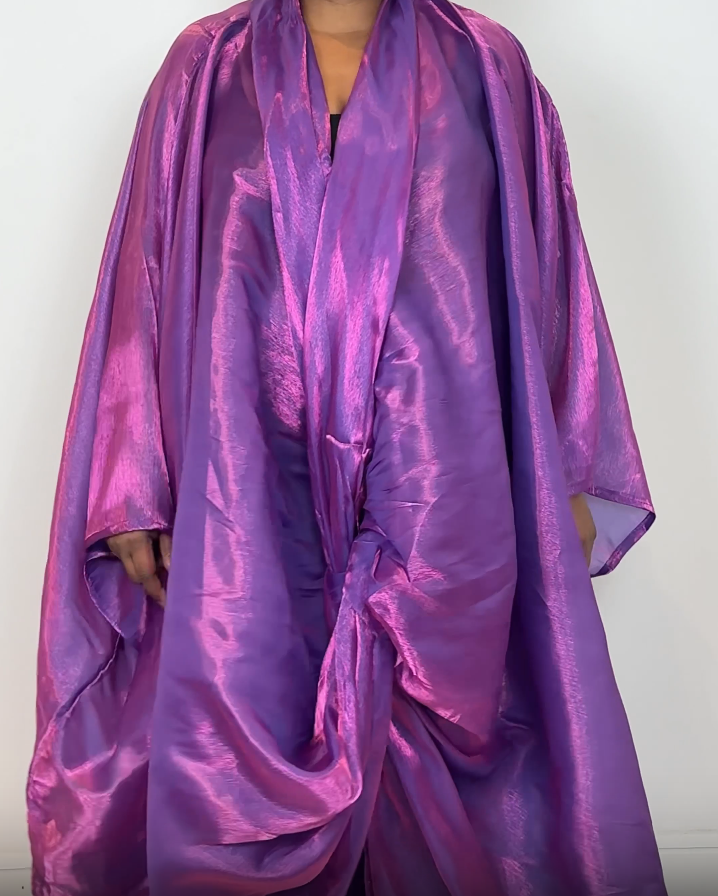 Purple Chiffon Bubu Dress with Matching Trousers