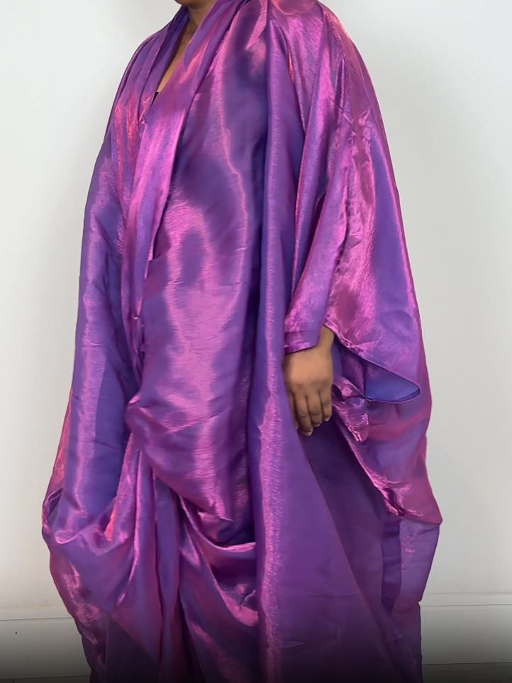Purple Chiffon Bubu Dress with Matching Trousers
