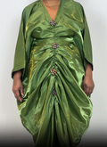 Green Liquid Satin Ruched Bubu Dress