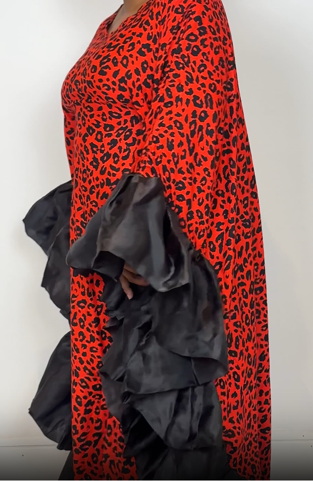 Red Leopard Print Bubu Dress