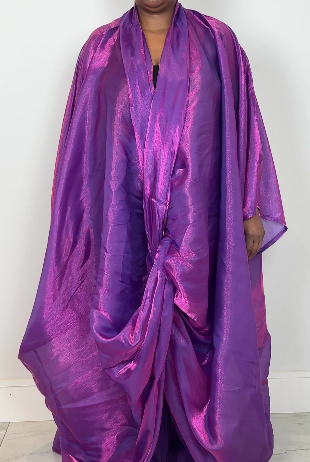 Purple Chiffon Bubu Dress with Matching Trousers