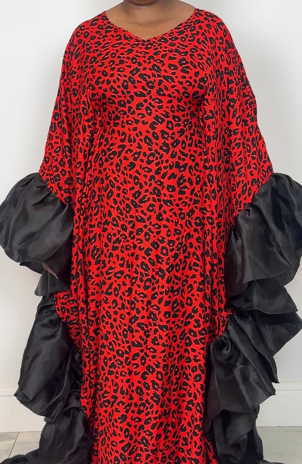 Red Leopard Print Bubu Dress