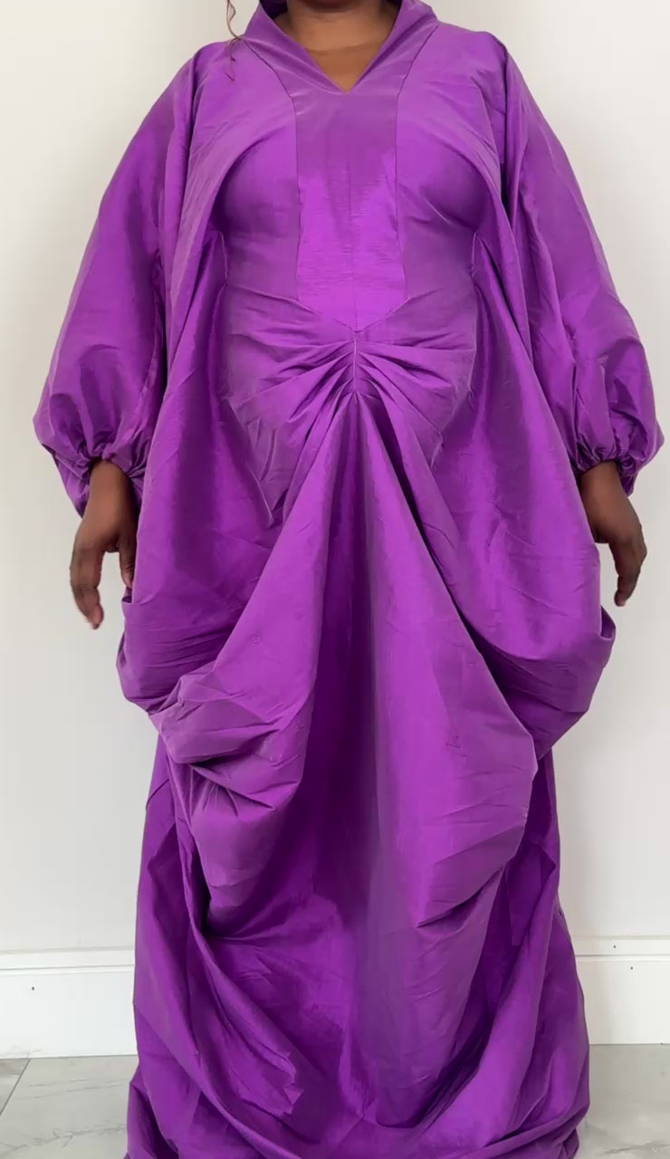 Purple Ruched Handmade Bubu Dress