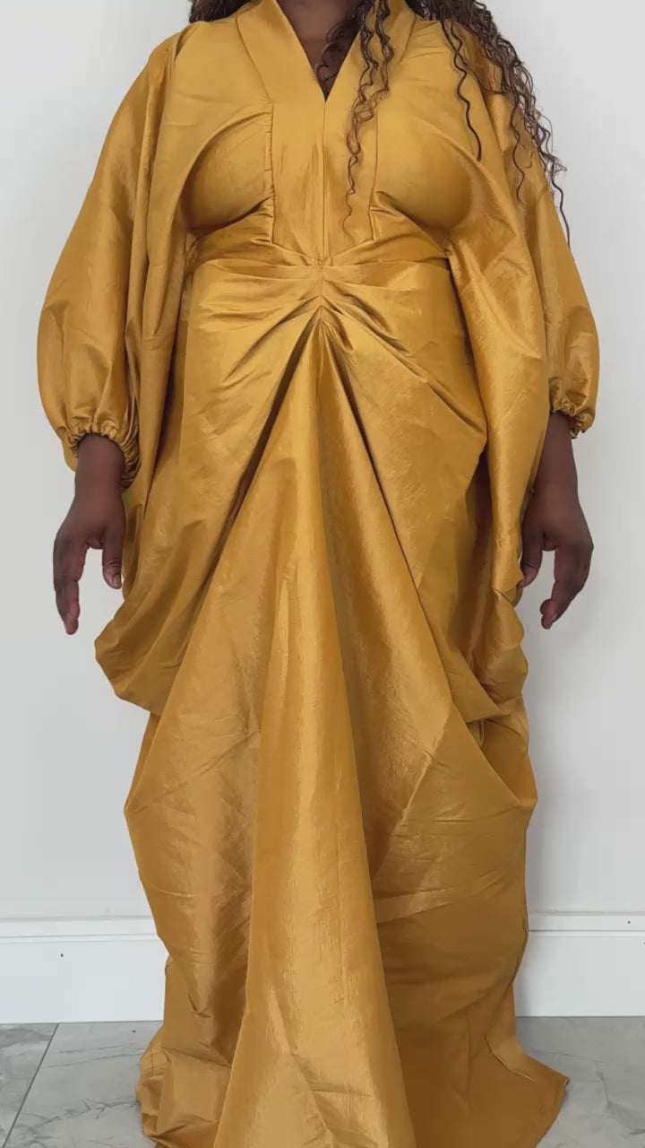 Yellow Ruched Handmade Bubu Dress